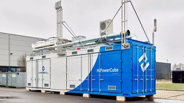 Energía modular en un contenedor En el H2PowerCube, la tecnología de control de Beckhoff conecta la pila de combustible con los electrolizadores y los sistemas de almacenamiento de baterías para formar un sistema global flexible.